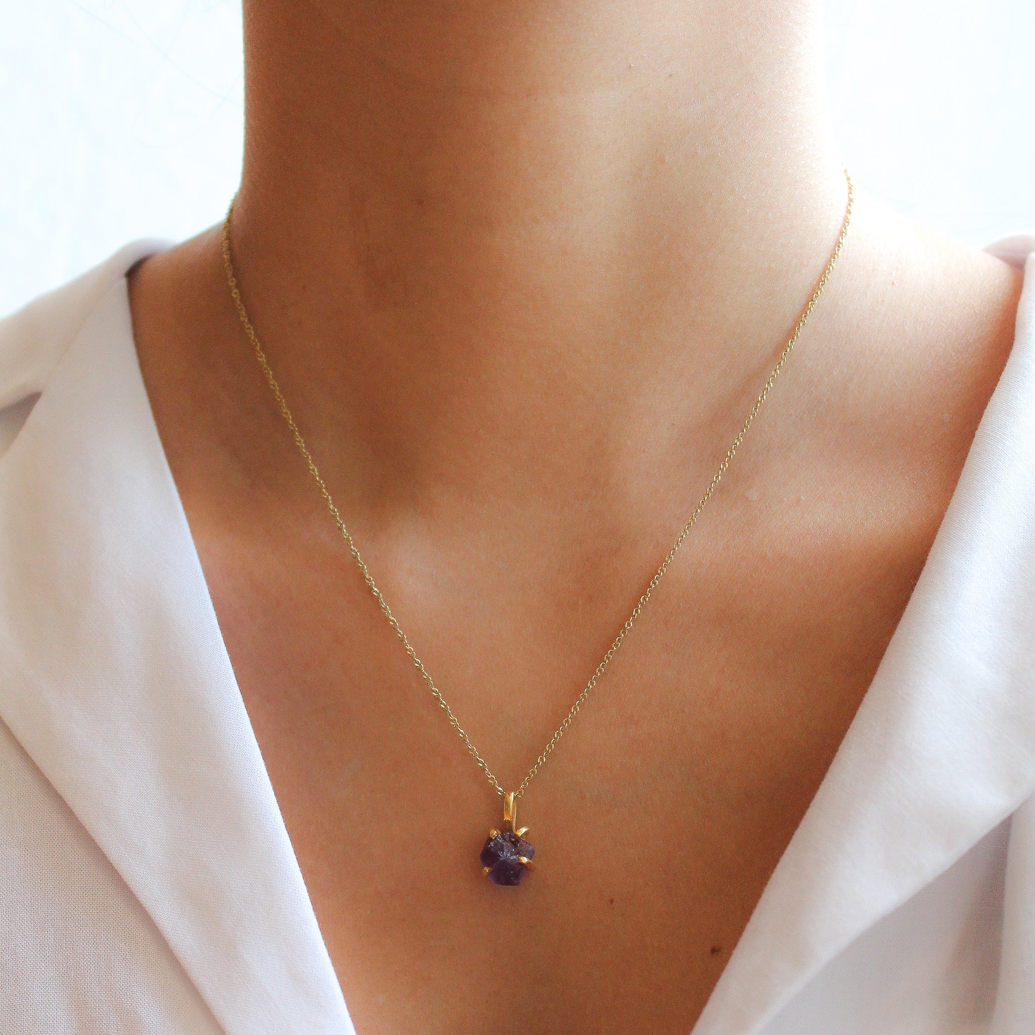 LITTLE CHARM NECKLACE - AMETHYST (GOLD PLATED)