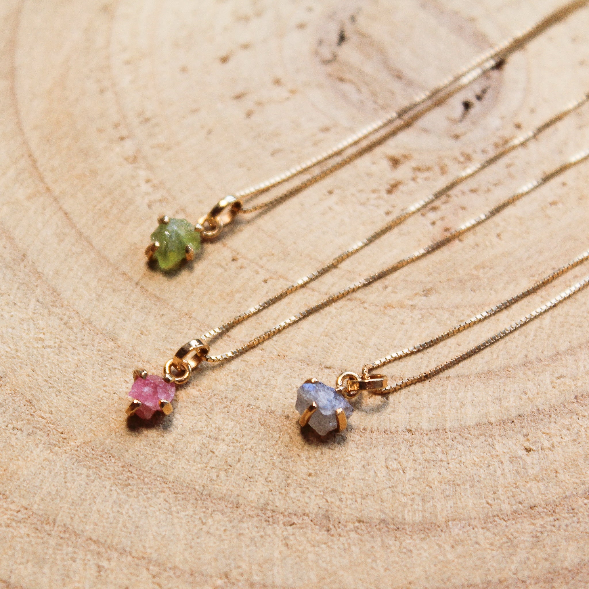 Baby charm necklace - Pink Tourmaline (Gold plated)
